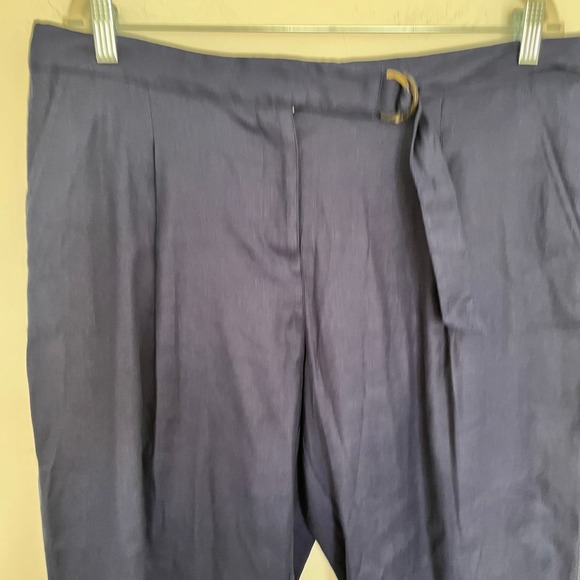 Tommy Bahama Willa Stretch-Linen Pants Navy Blue Trouser Straight Leg 12 Belted - Picture 6 of 12